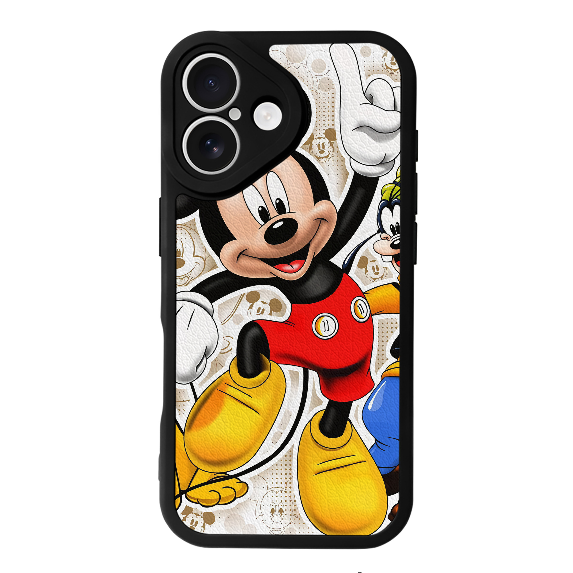 （画像用） ミッキーマウス Mickey Mouse 【iPhone 16シリーズ対応】シリコンスマホケース（レザー調） 材質：シリコン
